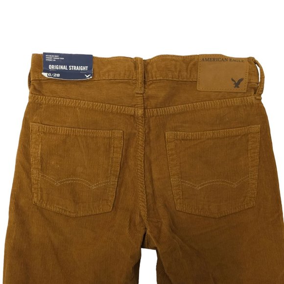 American Eagle Corduroy Pants Mens 26 x 26.5 Original Straight Leg Brown AE NEW - Picture 12 of 13